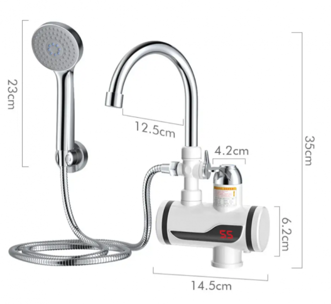 Кран-водонагреватель с душем нижнее подключение Instant electric heating water Faucet FT-001 Львів - зображення 2