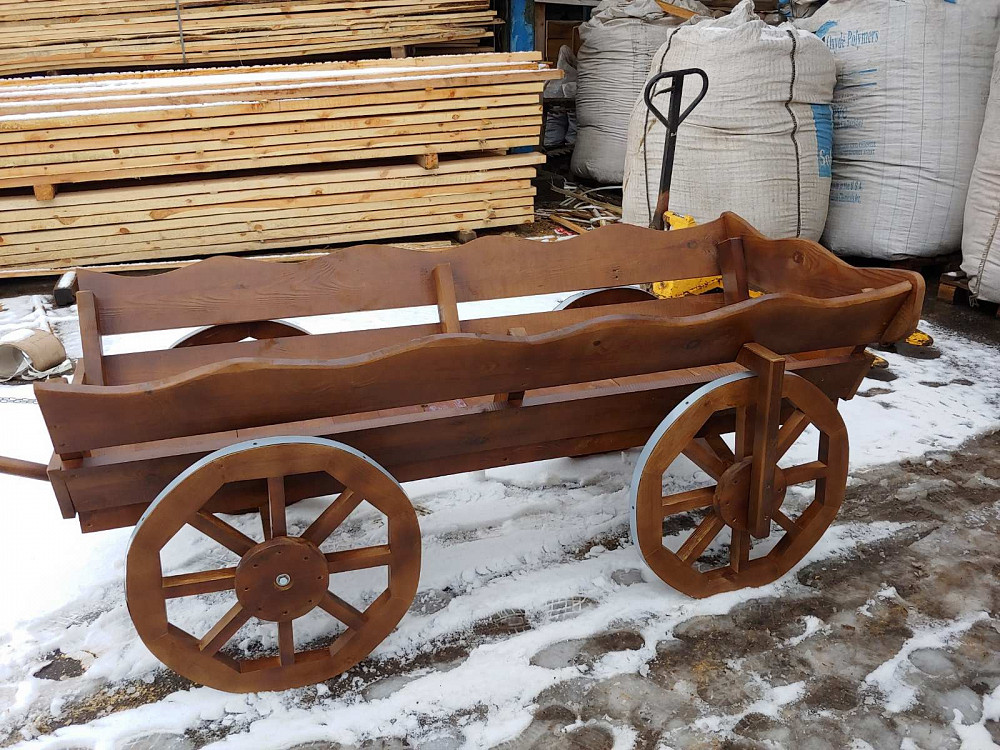 Візок декоративний. Деревянная повозка. Телега из дерева Вишгород - зображення 3