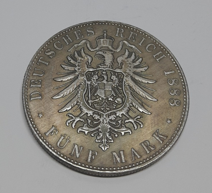 5 марок 1888 року. Пруссія. Фрідріх Ііі. Копія Київ - зображення 2