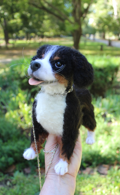 Валяна іграшка собака Бернский зенненхунд з шерсті інтерєрна хендмєйд Одеса - зображення 6