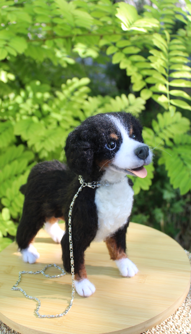 Валяна іграшка собака Бернский зенненхунд з шерсті інтерєрна хендмєйд Одеса - зображення 1