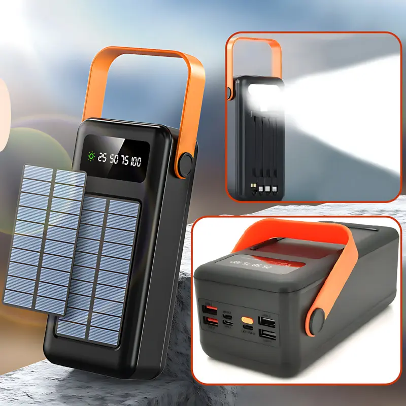 Портативний повербанк Power Bank 100000 mAh із сонячною панеллю та ліх Одеса - зображення 4