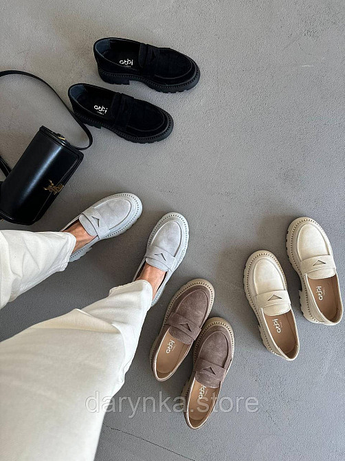 Замшеві лофери капучіно Одеса - зображення 1