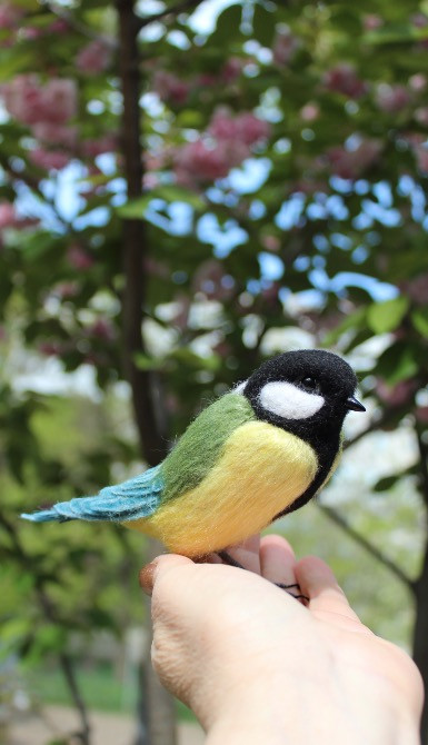 Синичка синя валяна іграшка хендмєйд синица валяная игрушка синиця Одеса - зображення 8