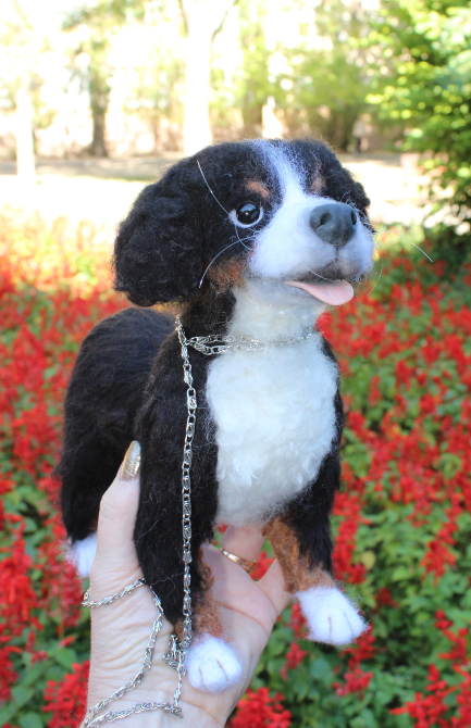 Валяна іграшка собака Бернский зенненхунд з шерсті інтерєрна хендмєйд Одеса - зображення 8