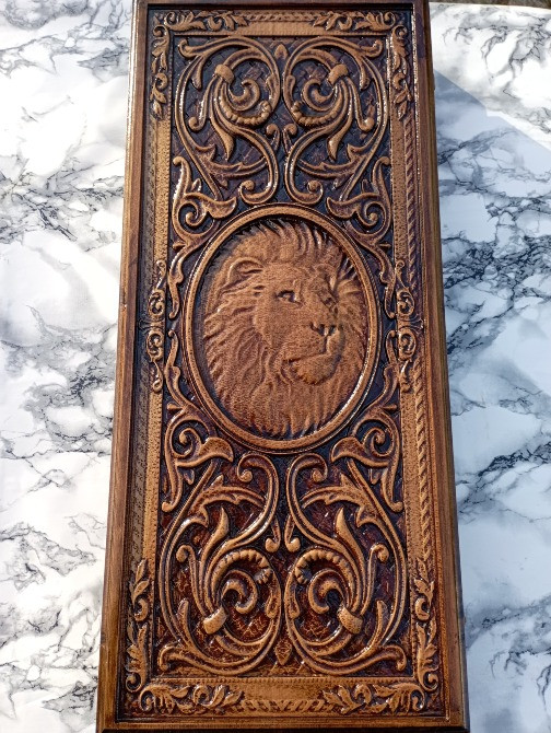 Нарди дерев'яні різьблені Лев 55х47см Косів - зображення 1