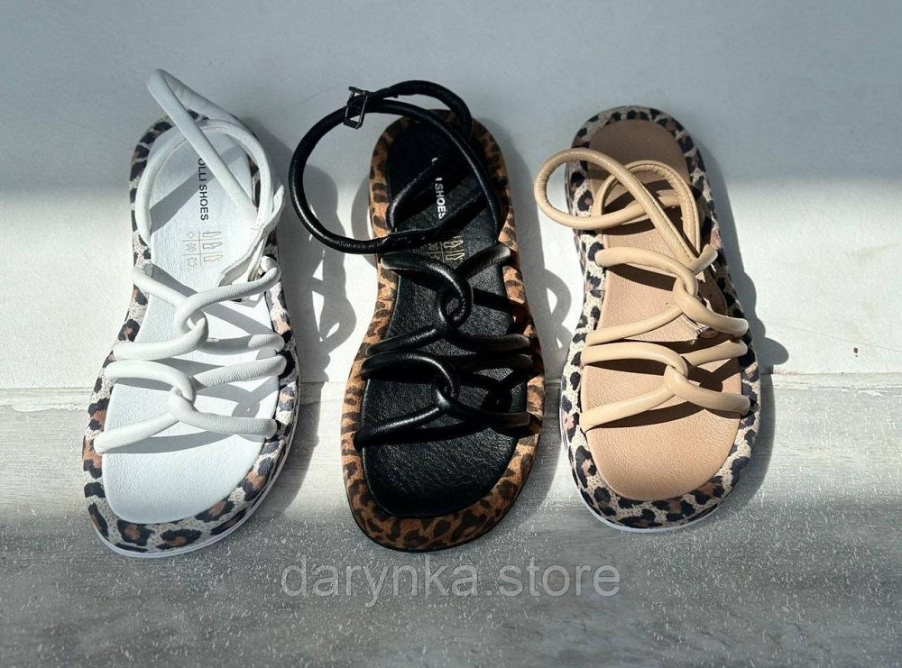 Бежеві босоніжки з принтом лео Одесса - изображение 1