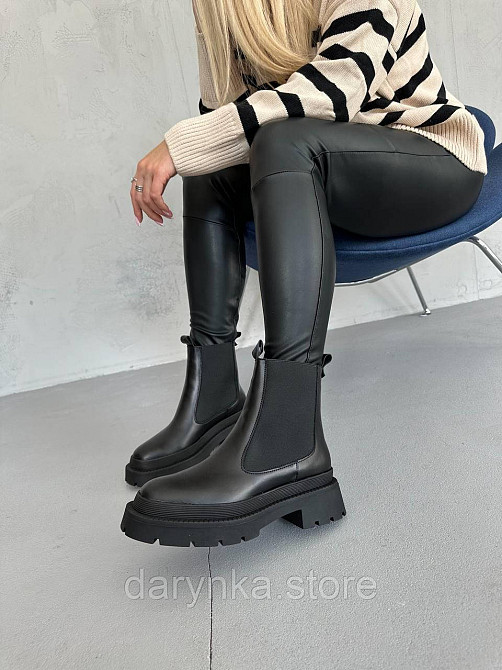 Чорні шкіряні короткі челсі ДЕМІ 🍂 Одеса - зображення 1