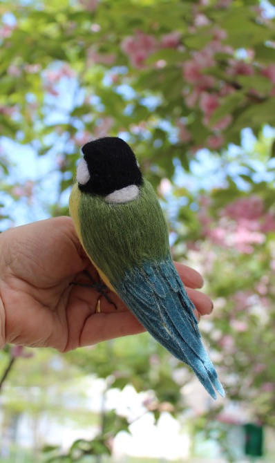 Синичка синя валяна іграшка хендмєйд синица валяная игрушка синиця Одеса - зображення 5