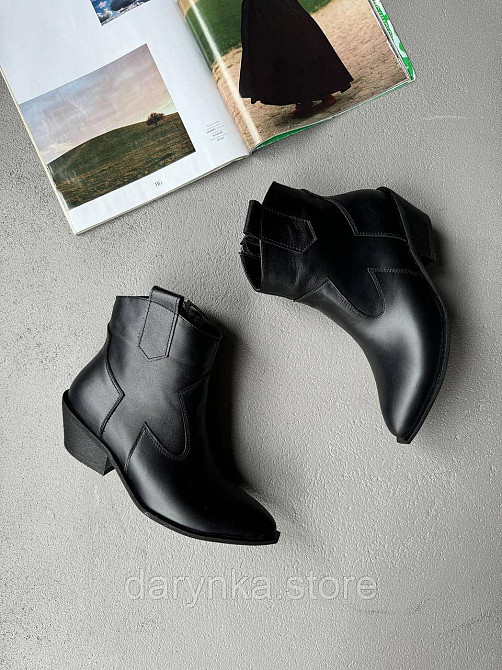 Чорні шкіряні козаки Одеса - зображення 1