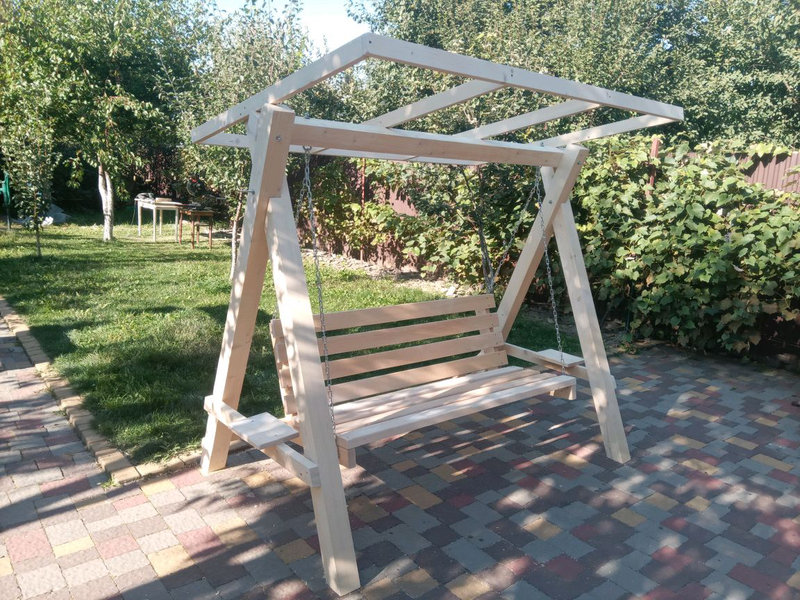 Гойдалка для саду. Пергола. Качель садовая из дерева. Деревяна качель Вишгород - зображення 2
