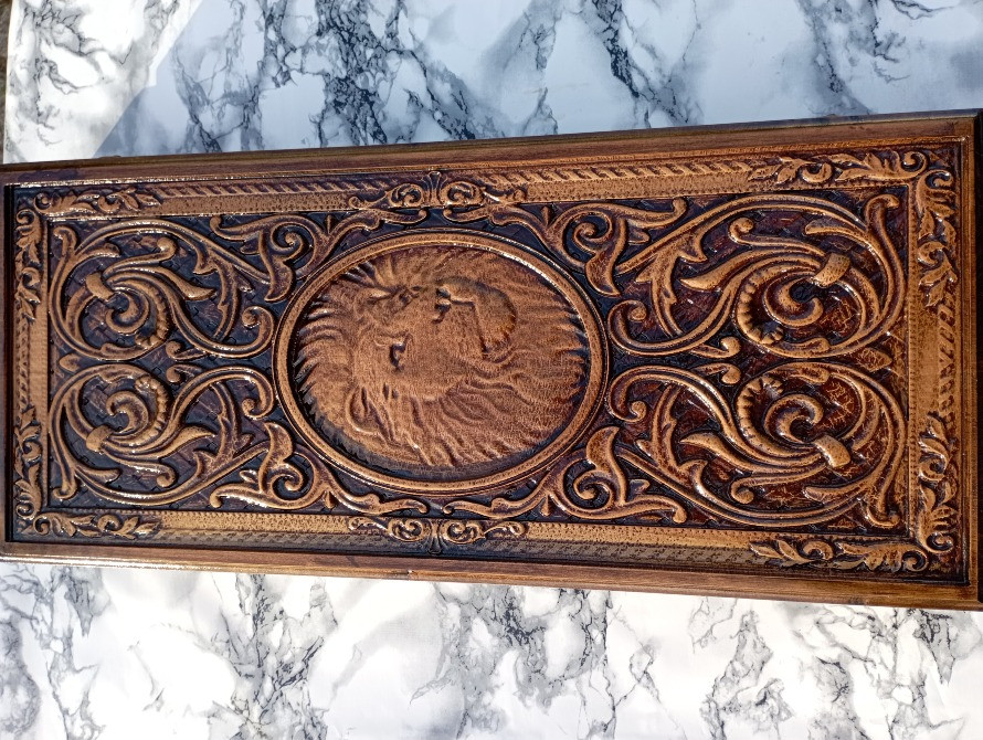 Нарди дерев'яні різьблені Лев 55х47см Косів - зображення 2