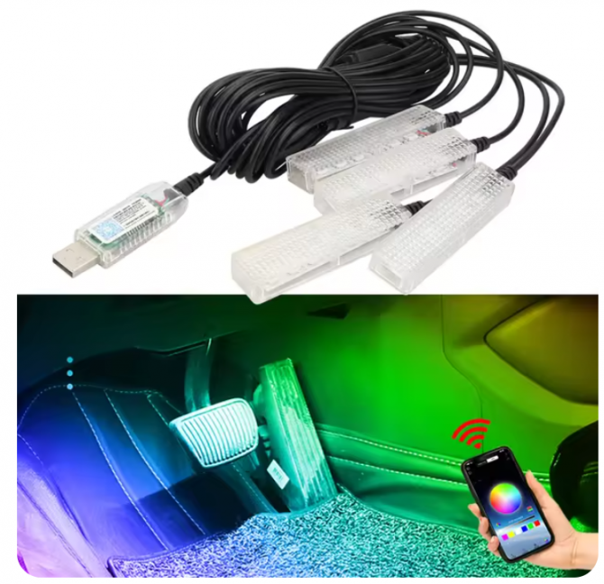 Автомобильная RGB подсветка салона с поддержкой приложения 4 шт USB Львов - изображение 2