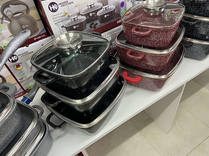 Набор кастрюль Higher Kitchen HK-302 КРАСНЫЕ с гранитным антипригарным покрытием Львів - зображення 3
