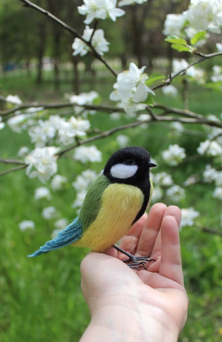 Синичка синя валяна іграшка хендмєйд синица валяная игрушка синиця Одеса - зображення 7