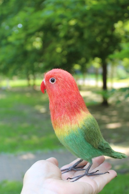 Неразлучник попугай валяна іграшка з шерсті папуга інтерєрєрна игрушка Одеса - зображення 8