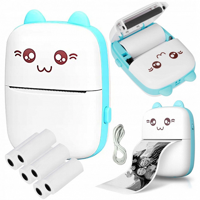 Портативный  СИНИЙ детский мини принтер (Mini Printer), термопринтер , карманный детский принтер Львов - изображение 1