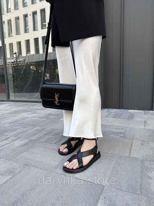 Чорні шкіряні босоніжки на пальчик Одеса - зображення 1