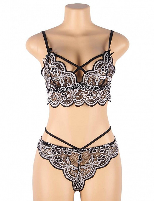 Эротический женский кружевной комплект белья с портупеями до 4XLЭротическое женское белье Дніпро - зображення 8