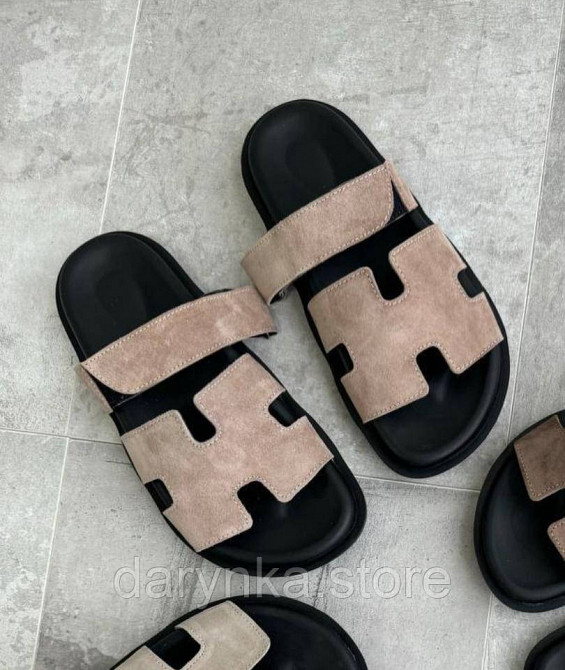 Бежеві шльопанці слайдери Одеса - зображення 1