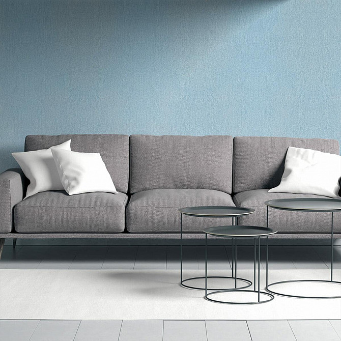 Льняные тёплые обои на самоклейке голубой меланж 2800*650*2mm (D) SW-00001495 Львів - зображення 6