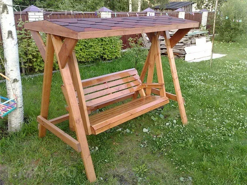 Гойдалка для саду. Пергола. Качель садовая из дерева. Деревяна качель Вишгород - зображення 5