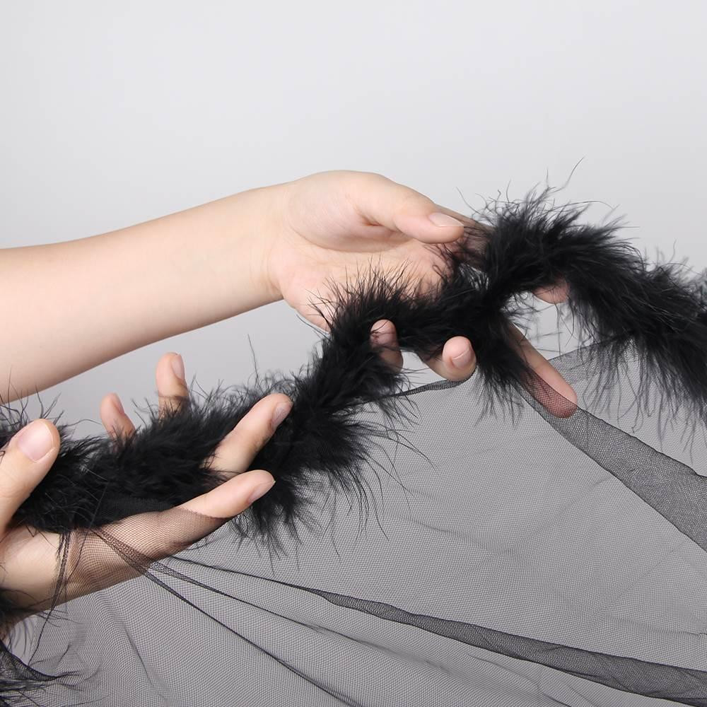 Сексуальный длинный халат с лебяжьим пухом XS-М Черный.Эротическое женское белье Дніпро - зображення 5