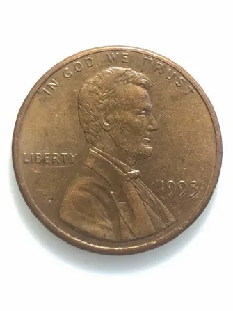#687 Сша 1 цент 1993 Лінкольн Цент (Без мітки монетного двору Львів - зображення 1