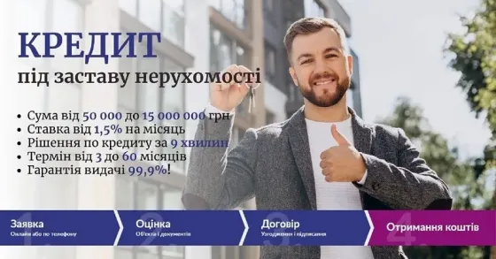 Отримати кредит з поганою кредитною історією під заставу будинку Київ
