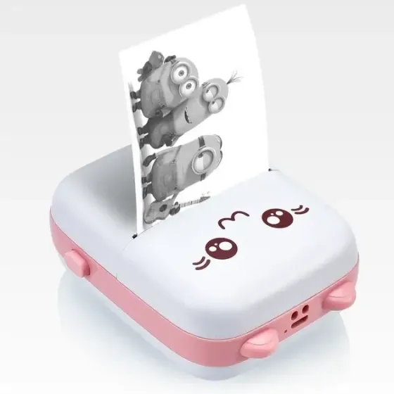 Портативный Розовий мини принтер 1 рулон Mini Printer термопринтер карманный детский принтер термо п Львов