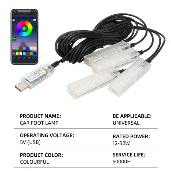Автомобильная RGB подсветка салона с поддержкой приложения 4 шт USB Львов