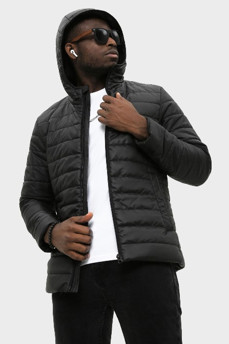 Чоловіча чорна куртка з капюшоном B-101 (State Київ - зображення 3