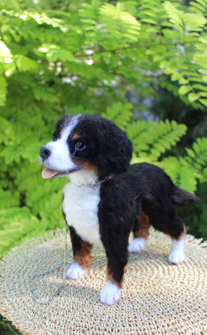 Валяна іграшка собака Бернский зенненхунд з шерсті інтерєрна хендмєйд Одеса - зображення 3