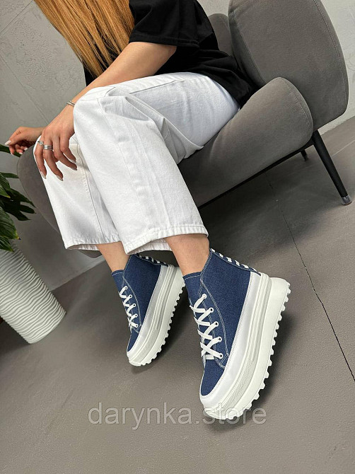 Високі кеди синій джинс Одеса - зображення 1