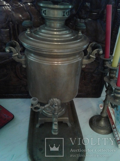 Самовар баташева начало 20 века с подносом.медный на 7 литров.рабочий Одеса - зображення 1