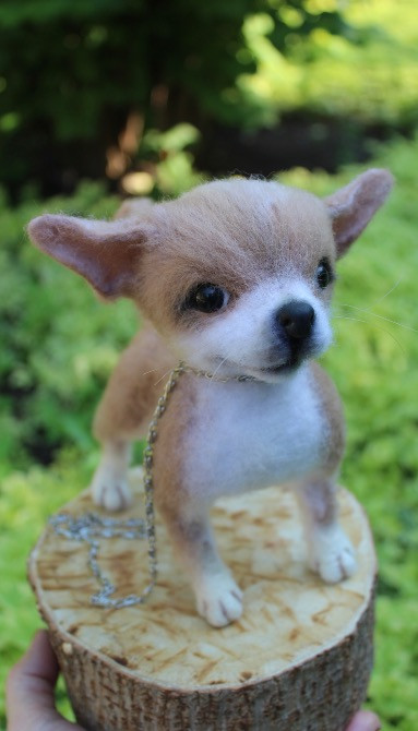 Чихуахуа валяна іграшка собака інтерєрна реалістична мініатюра песик Одеса - зображення 5